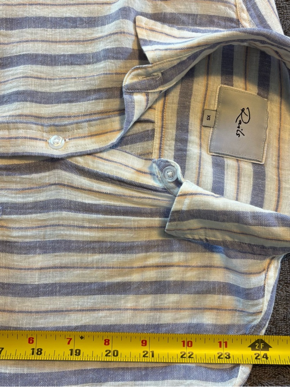 Rails Charli Long Sleeve Linen Semi Sheer Button Down Shirt- Bacara Stripe Sz XS - Picture 7 of 9